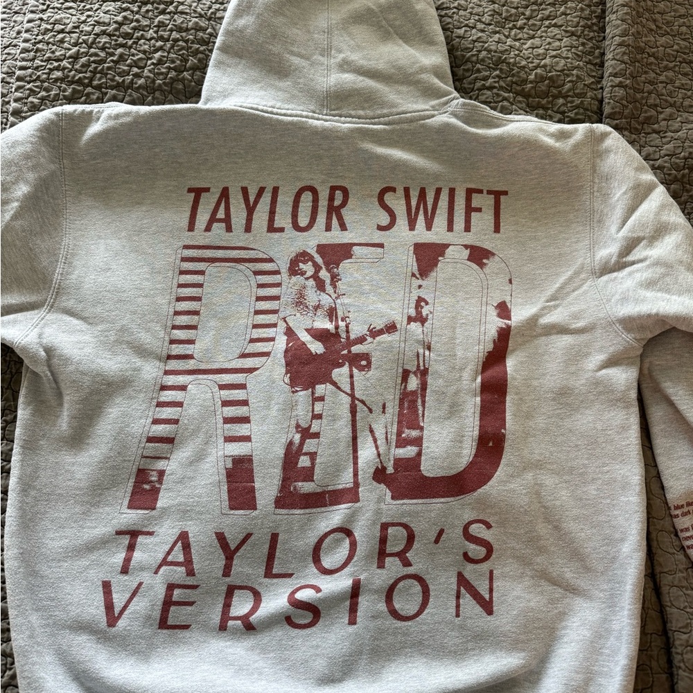 Taylor Swift Gray Hoodie with Red Text